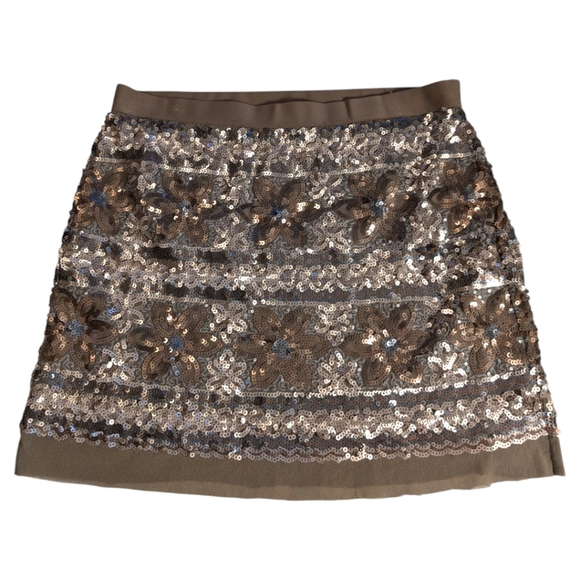 Chelsea & Violet Gold Sequin Stretch Mini Skirt SZ Large - Picture 1 of 5